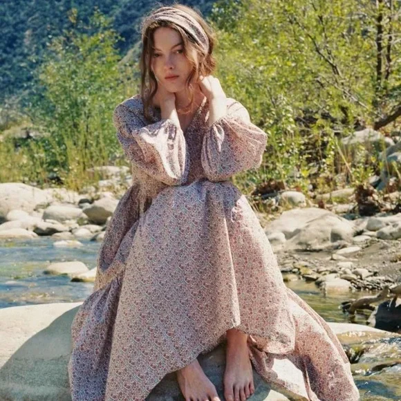 Christy Dawn Allie Maxi Floral Dress Tiered Flowing Boho - Picture 2 of 5